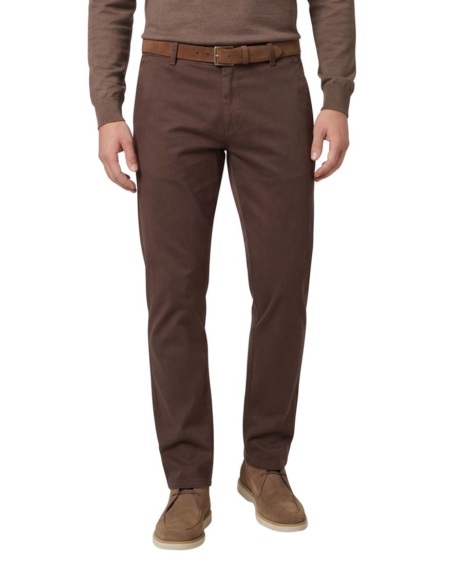 Meyer New York katoenen broek bruin flatfront