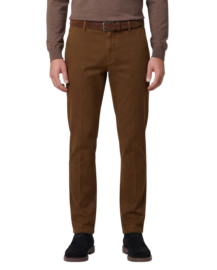 Meyer Bonn pantalon effen bruin normale fit