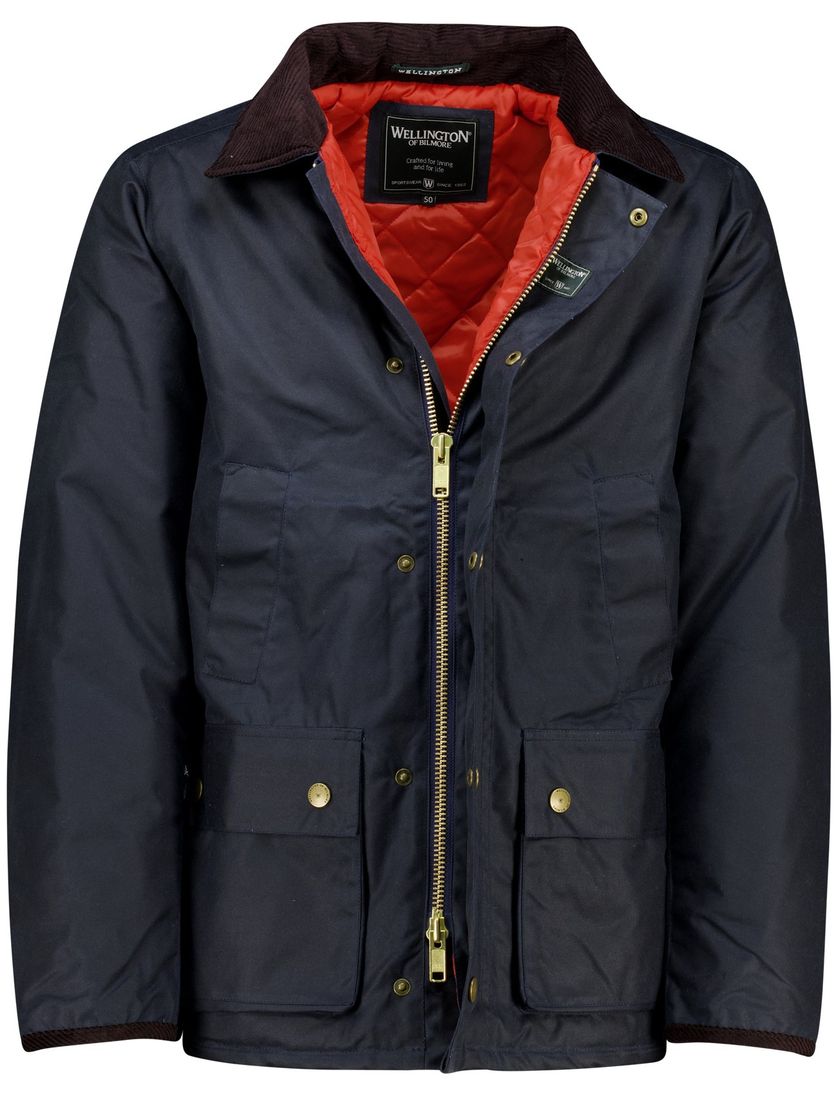 winterjas Wellington of Bilmore donkerblauw katoen