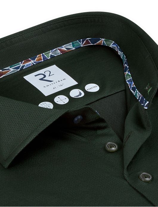 R2 overhemd knitted donkergroen ml7