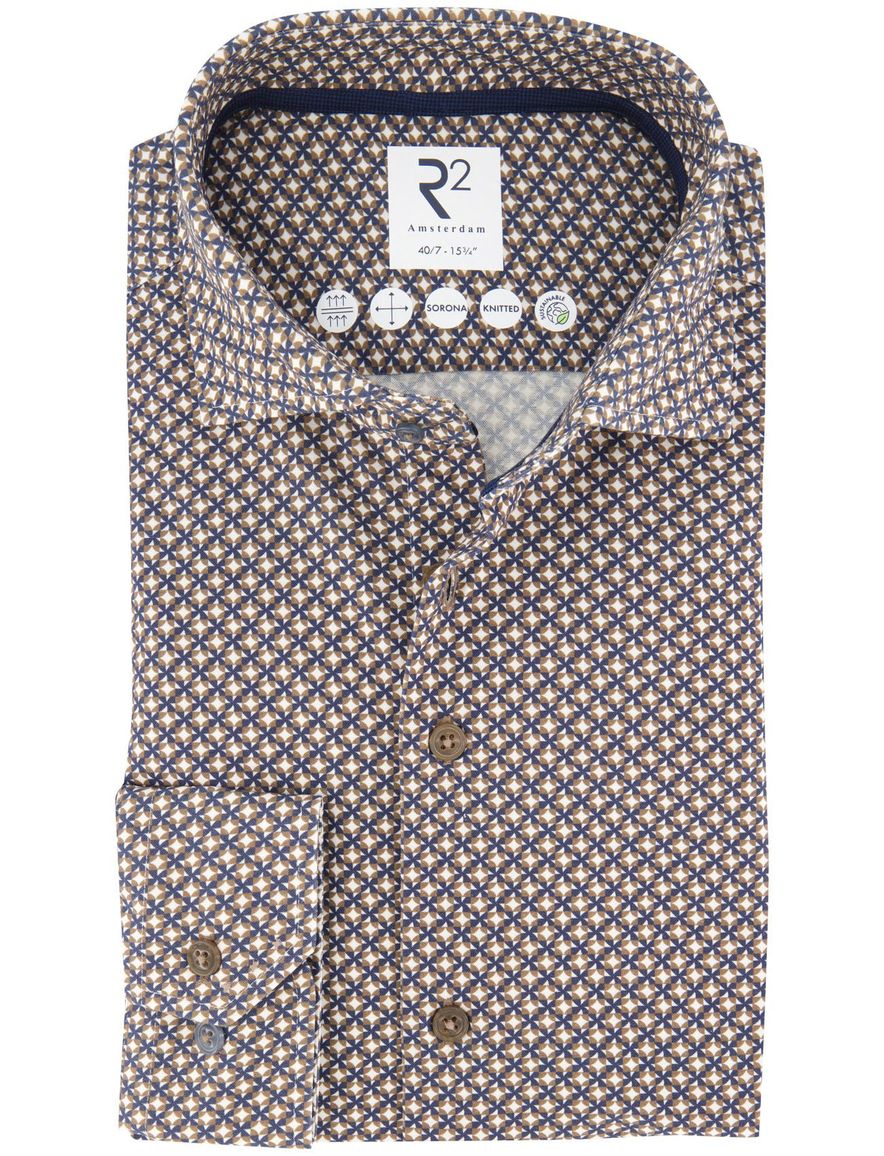 R2 sorona knitted overhemd beige