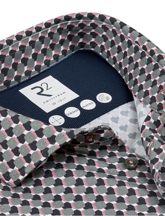 R2 overhemd knitted groen patroon ml7