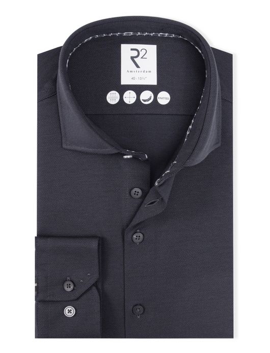 R2 knitted overhemd antreciet ml7 effen