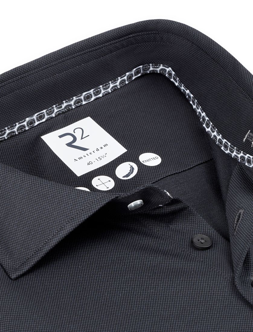 R2 knitted overhemd antreciet ml7 wide collar
