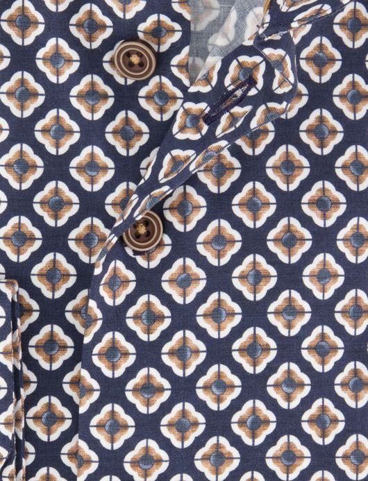 R2 navy overhemd print