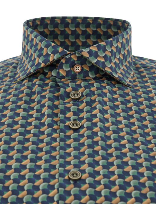 R2 overhemd print katoen donkergroen