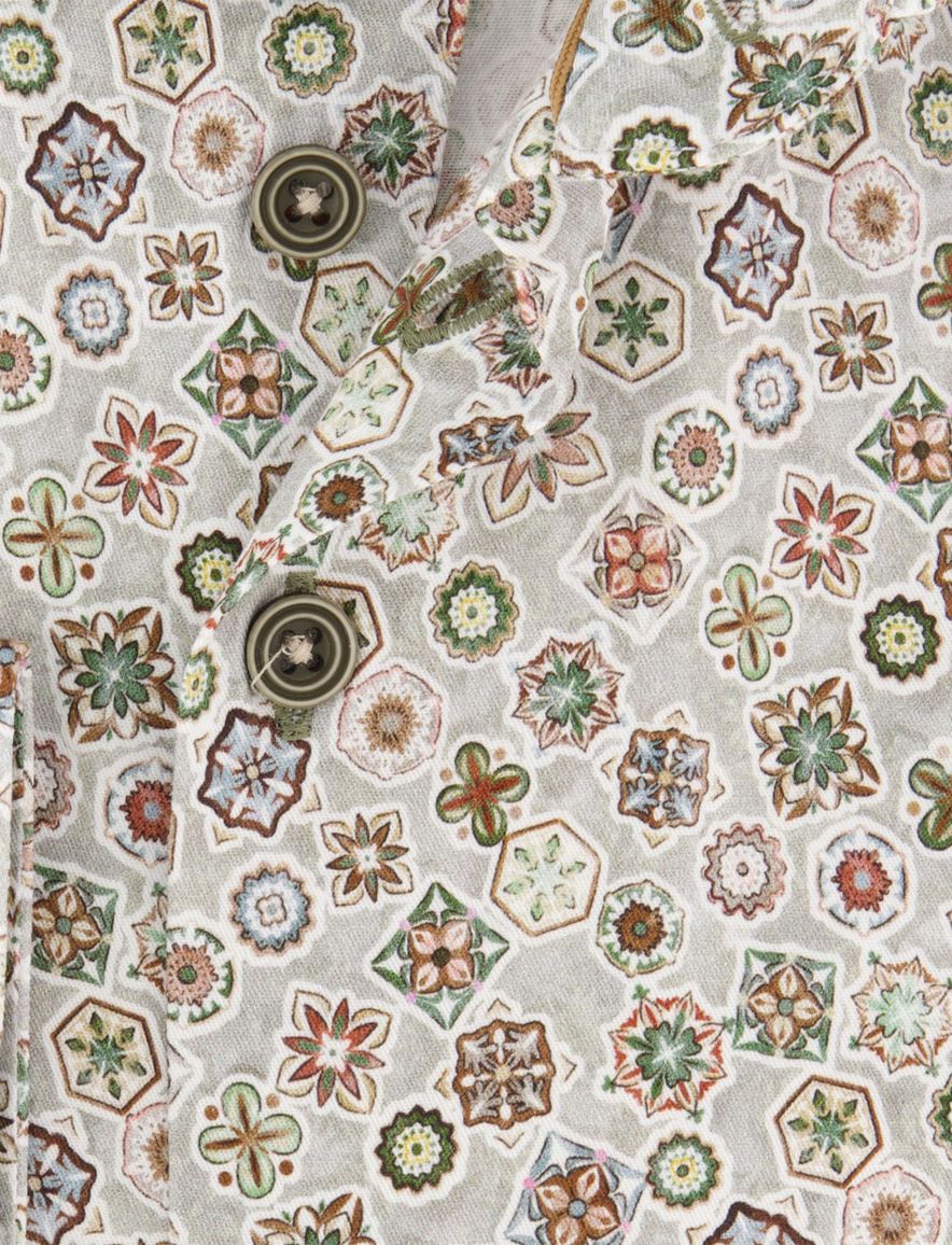 R2 overhemd groen print ml7