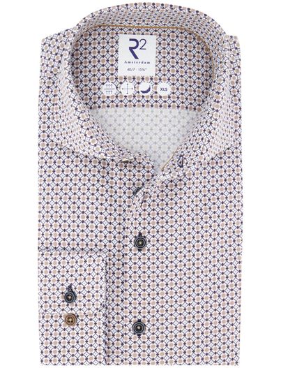 R2 R2 overhemd mouwlengte 7 beige