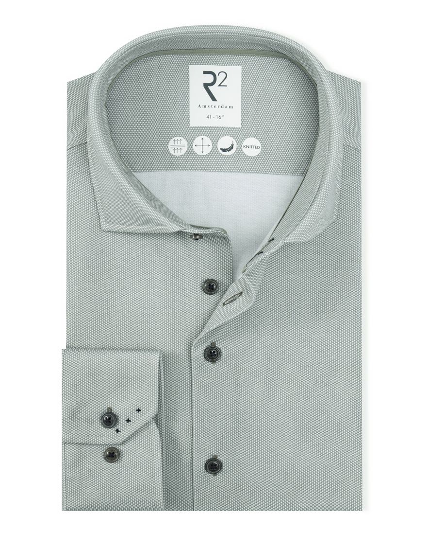 R2 knitted overhemd groen