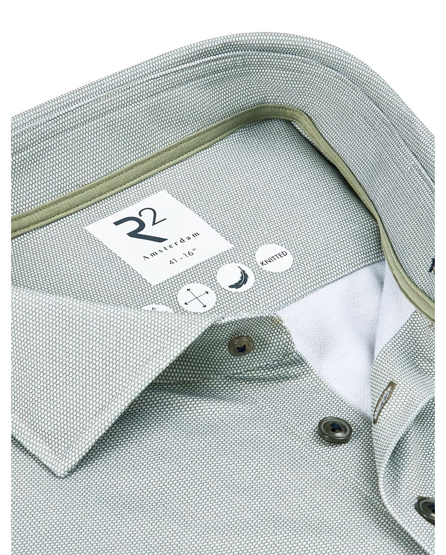 R2 knitted overhemd groen