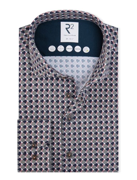 R2 knitted overhemd sorona groen patroon