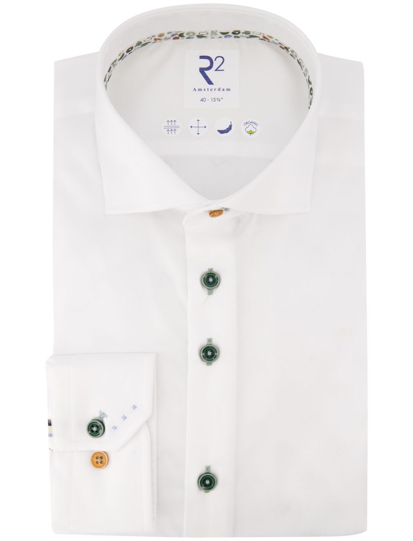 R2 overhemd effen wit organic katoen