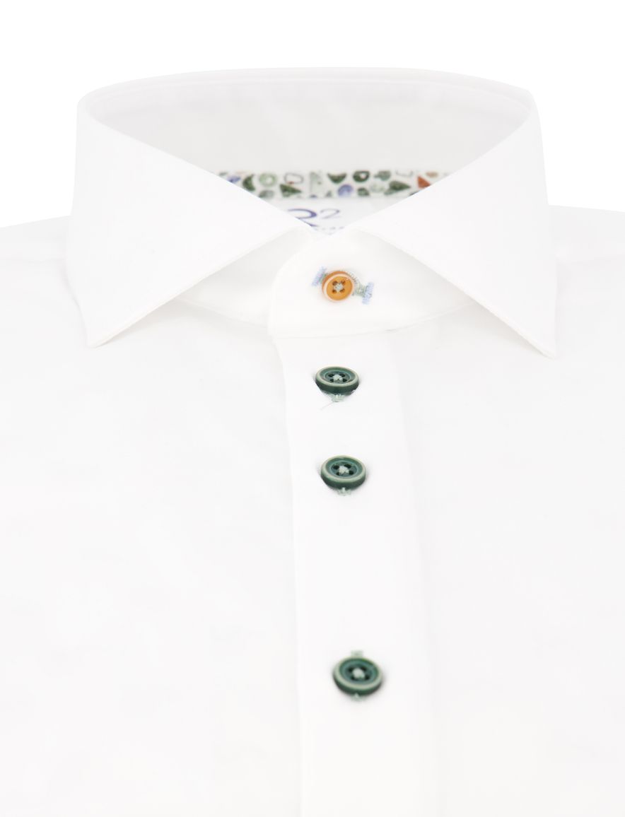 R2 overhemd effen wit katoen semi-wide spread boord