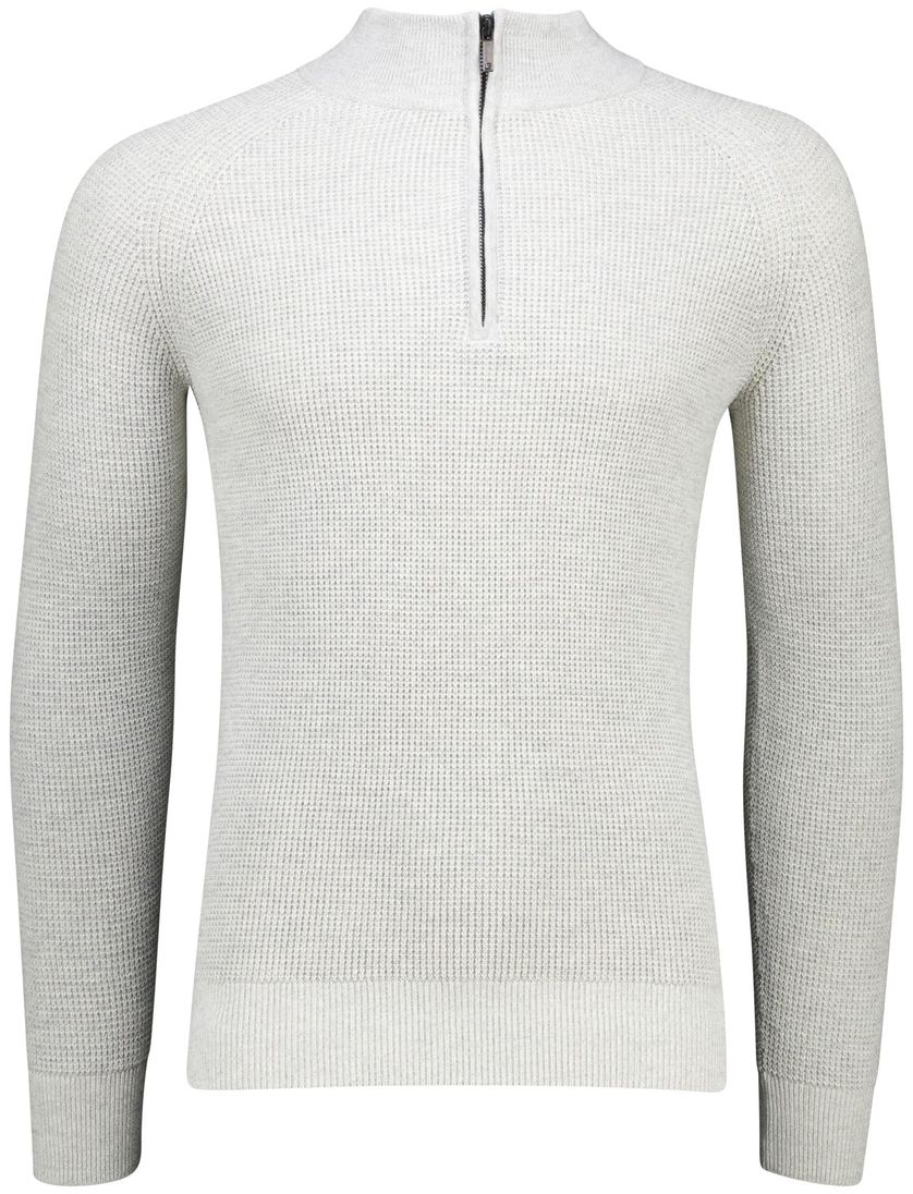 Gentiluomo half zip trui lichtgrijs katoen