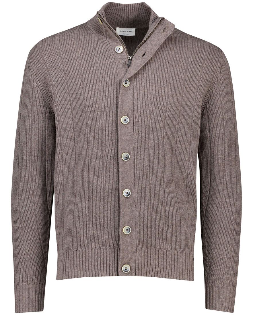 Gentiluomo vest met rits en knopen bruin