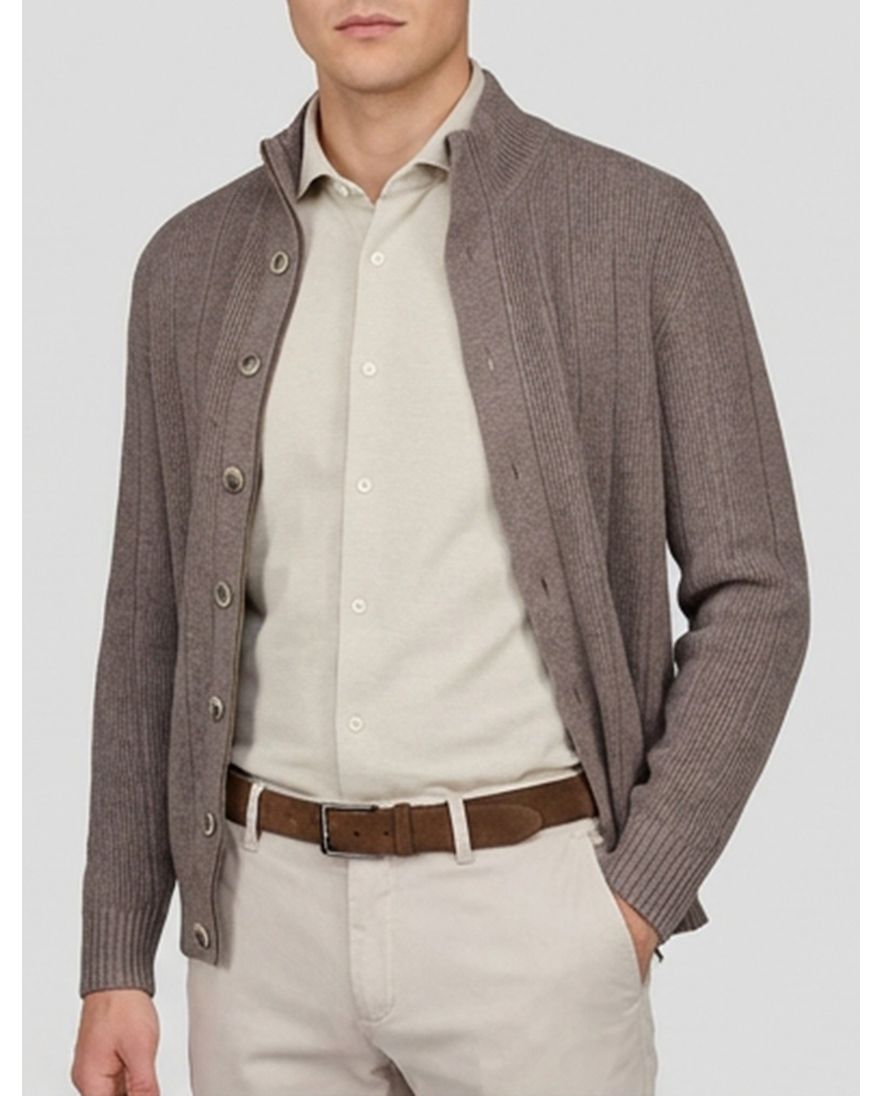 Gentiluomo vest met rits en knopen bruin