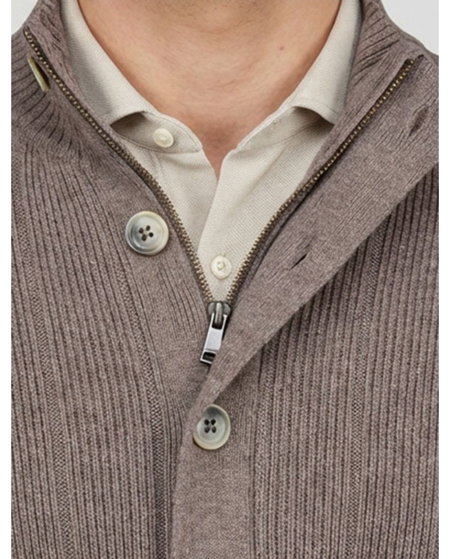 Gentiluomo vest met rits en knopen bruin