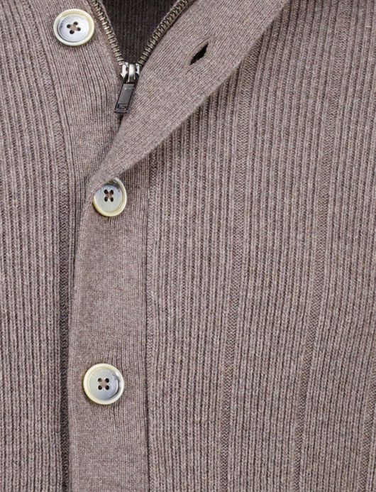 Gentiluomo vest met rits en knopen bruin