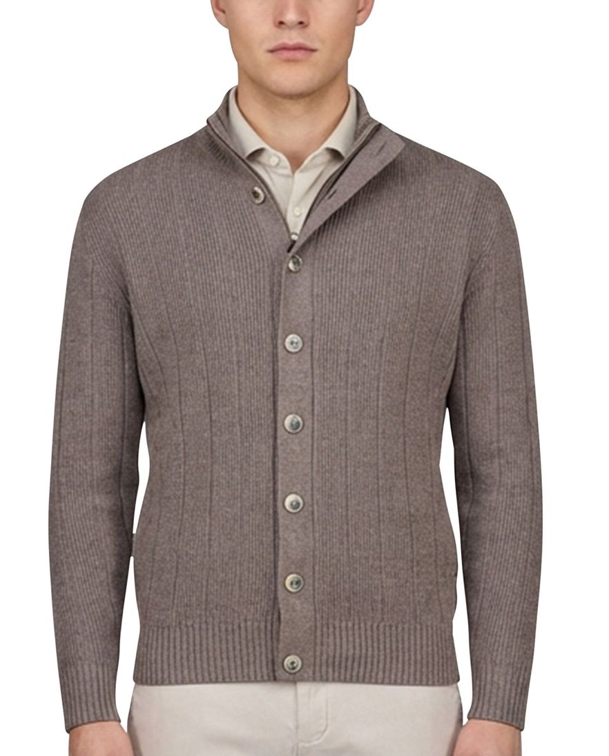 Gentiluomo vest met rits en knopen bruin