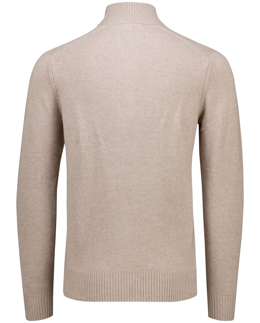 Gentiluomo trui met rits en knopen beige effen normale fit