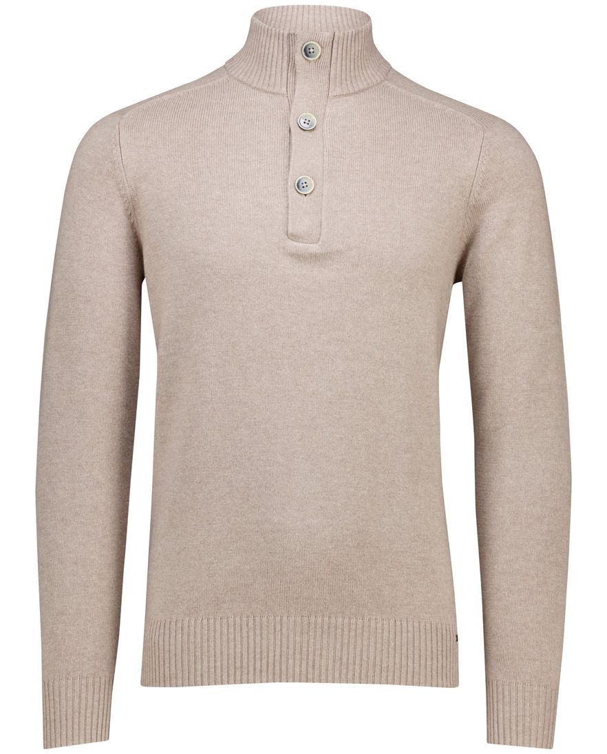 Gentiluomo trui met rits en knopen beige effen normale fit