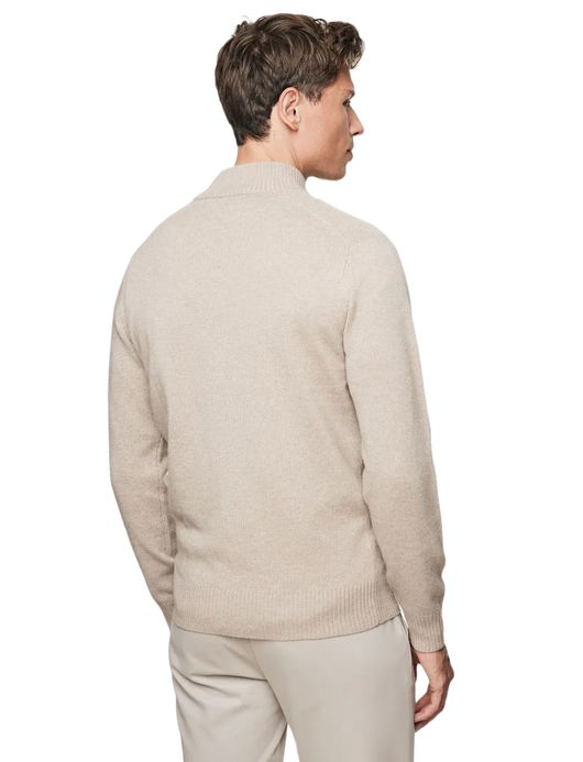 Gentiluomo trui met rits en knopen beige effen normale fit
