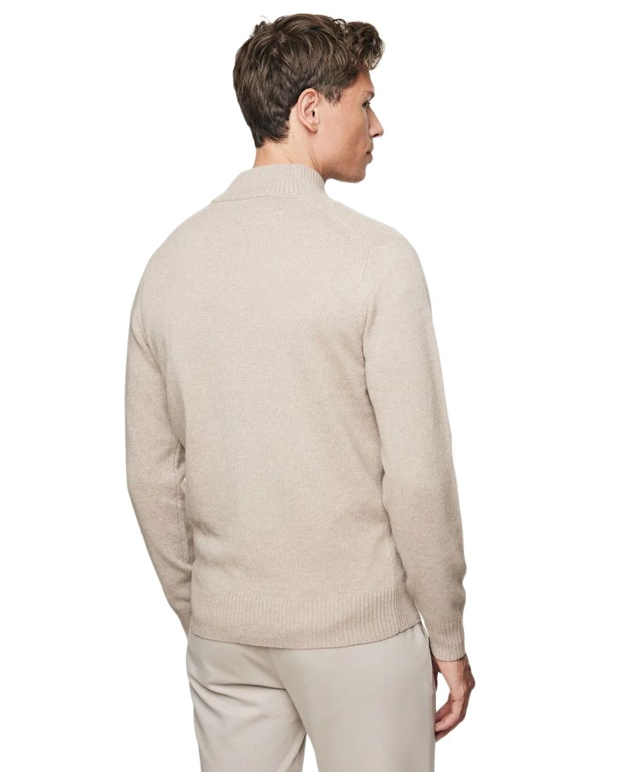 Gentiluomo trui met rits en knopen beige effen normale fit