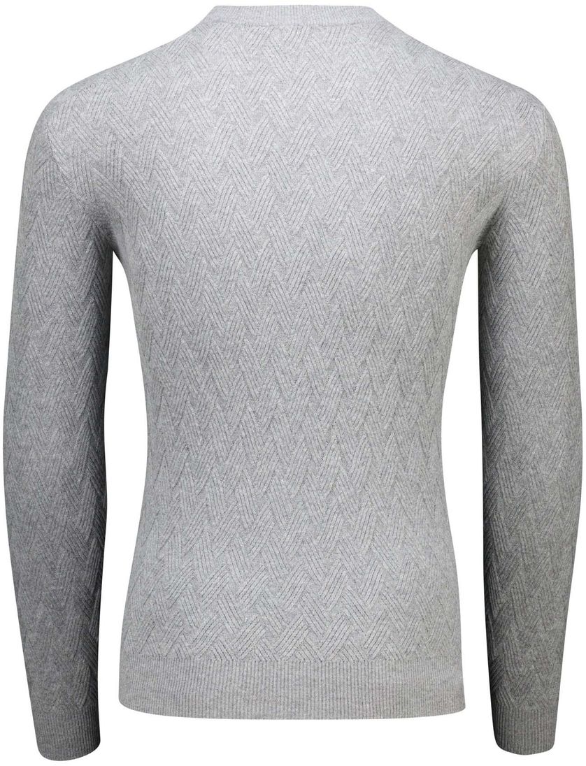 gebreide trui ronde hals Gentiluomo grijs effen normale fit