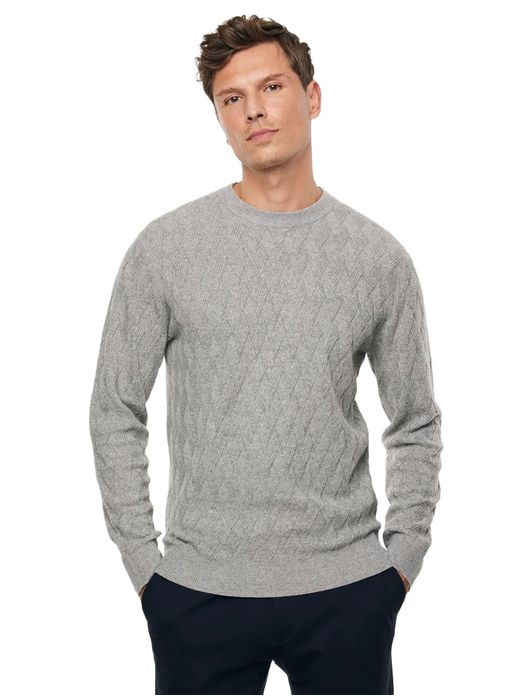 Gentiluomo trui knit grijs ronde hals viscose