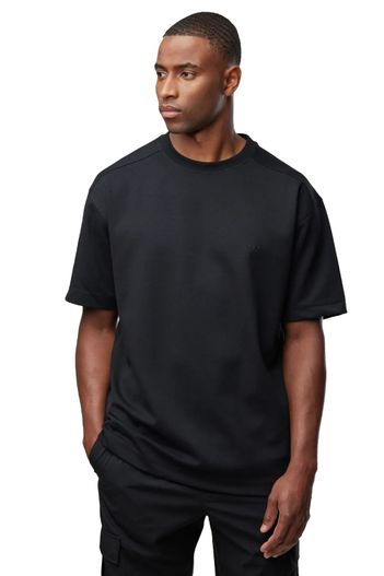 Genti Genti t-shirt zwart effen ronde hals