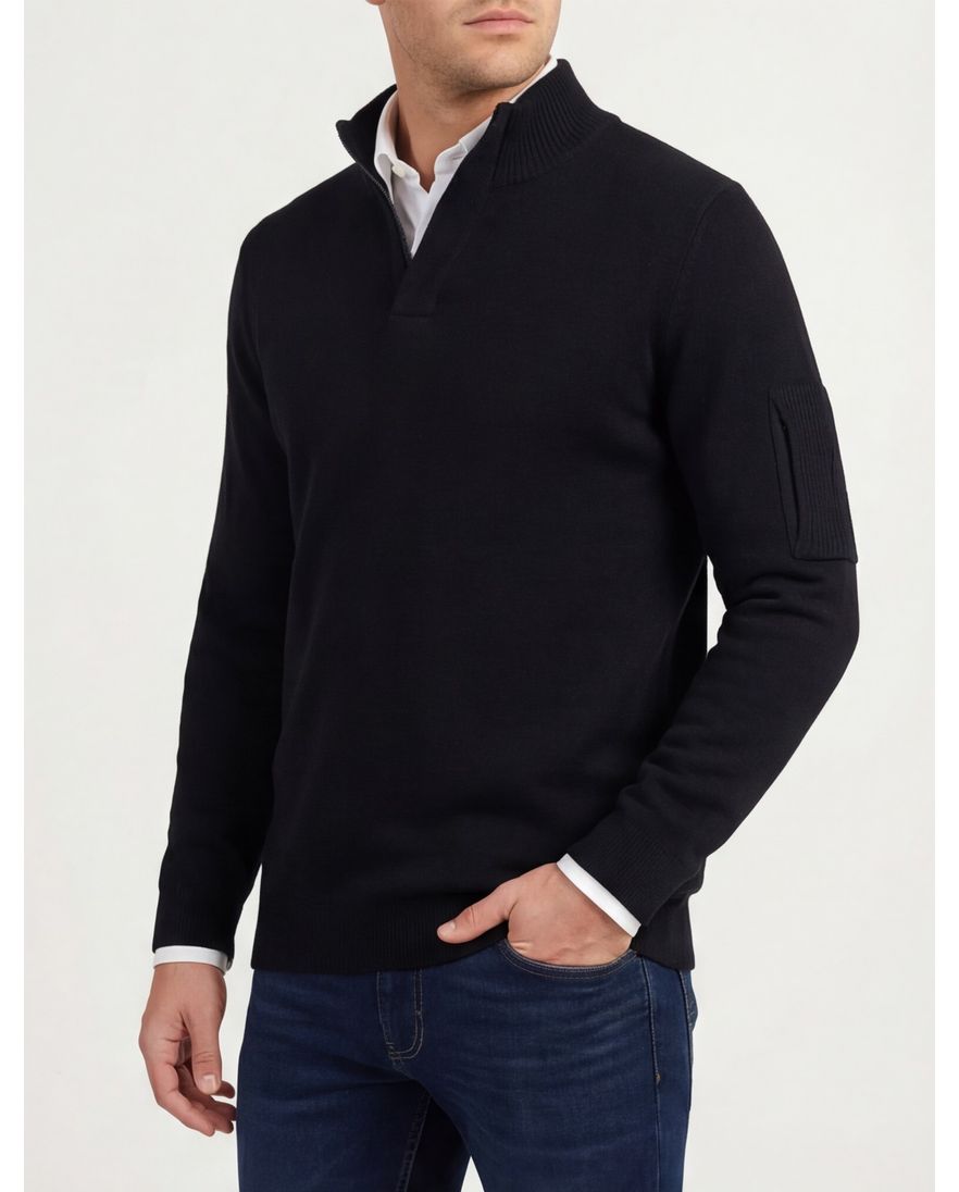 Genti half zip trui zwart