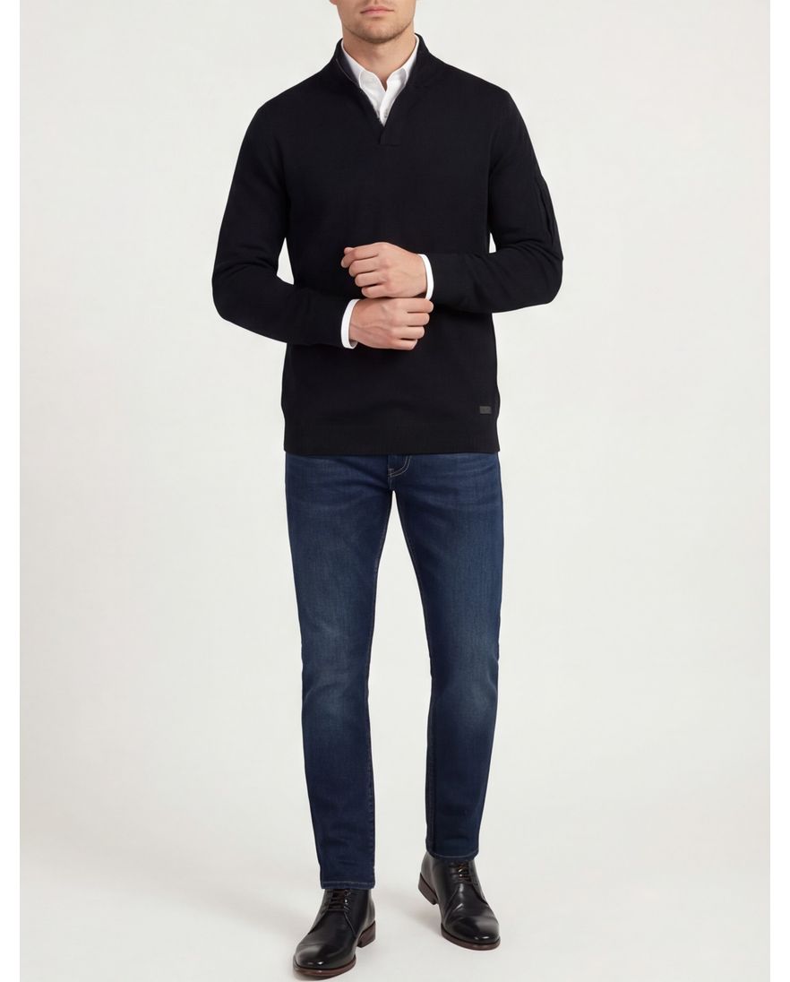 Genti half zip trui zwart