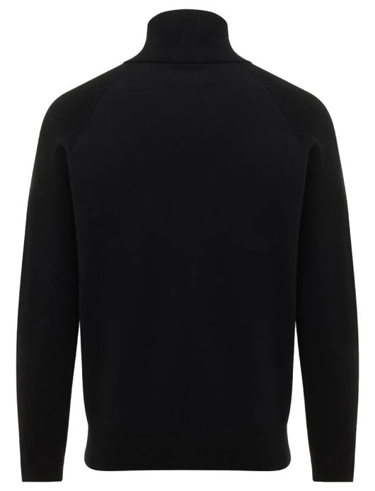 Genti trui zwart effen normale fit katoen turtleneck rits