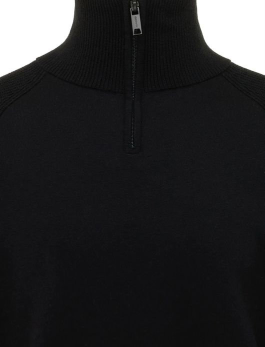Genti trui zwart effen normale fit katoen turtleneck rits