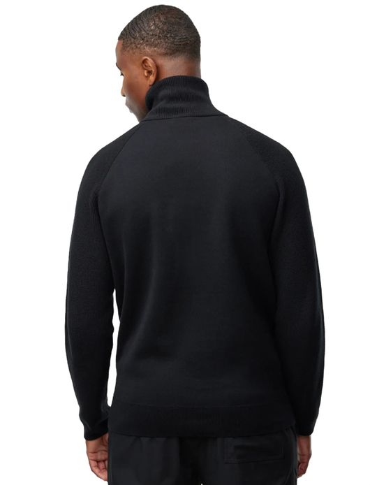 Genti trui zwart effen normale fit katoen turtleneck rits