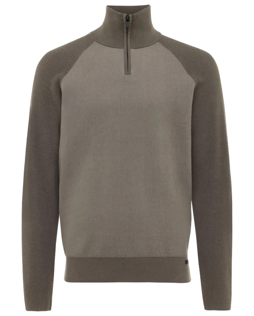 Genti trui bruin effen normale fit katoen