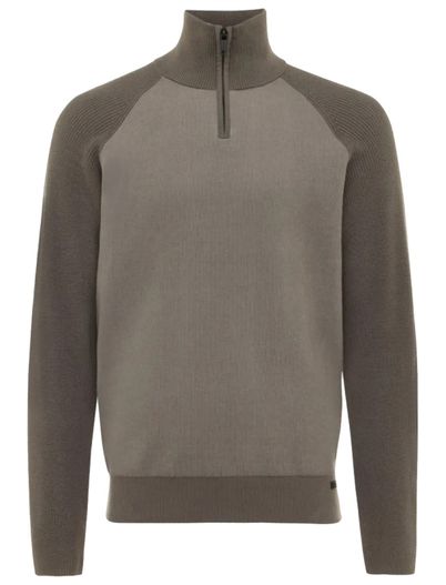 Genti trui Genti effen bruin normale fit katoen turtleneck rits