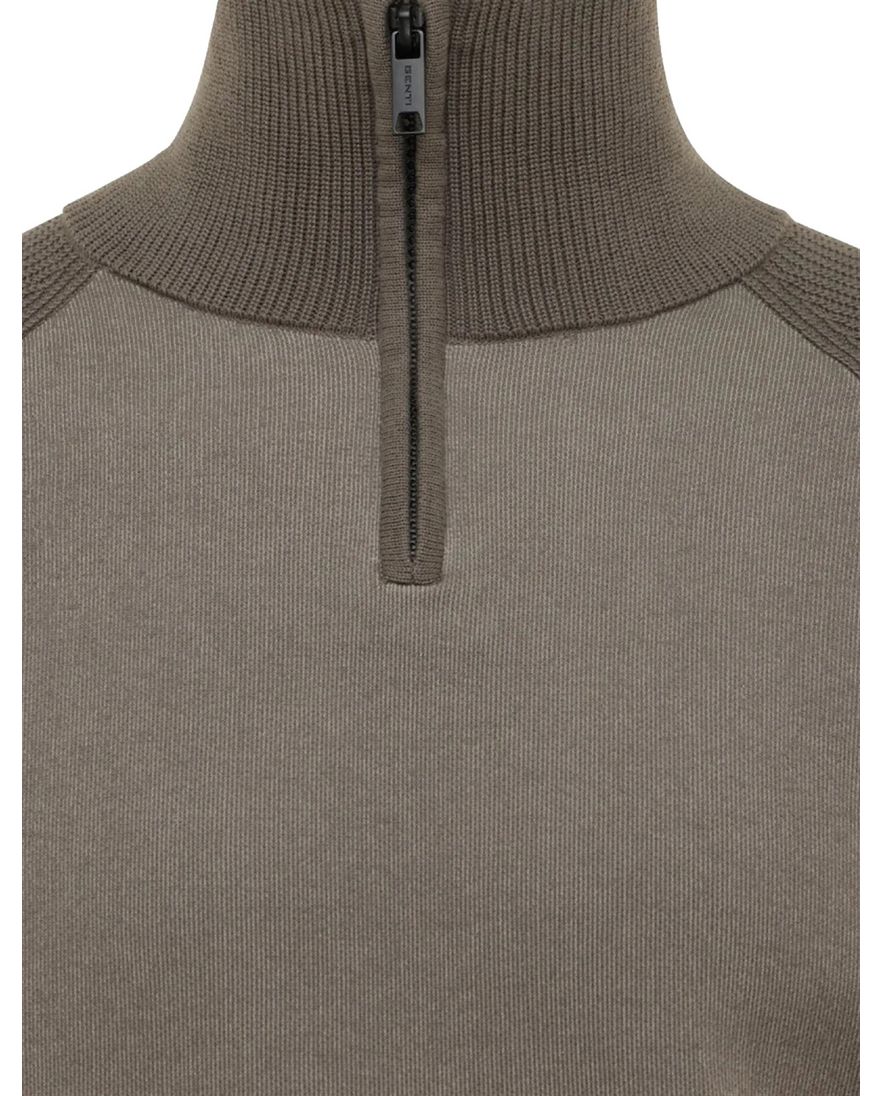 Genti trui bruin effen normale fit katoen