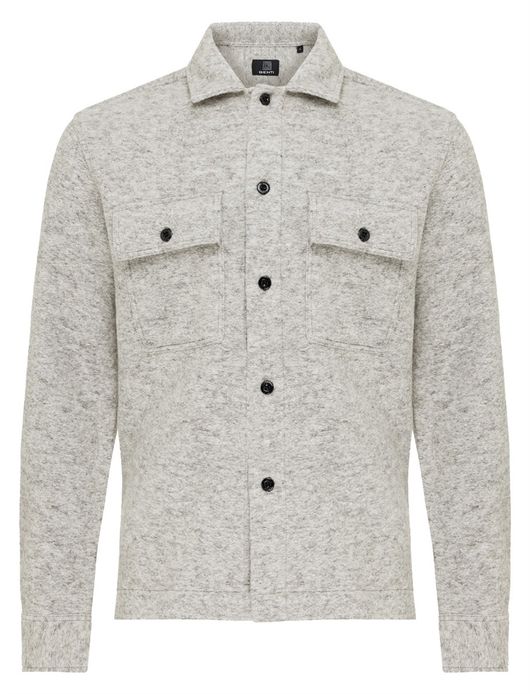 Genti overshirt grijs gemeleerd dubbele borstzak