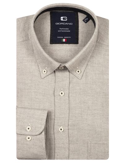 Giordano Giordano overhemd grijs gemeleerd katoen