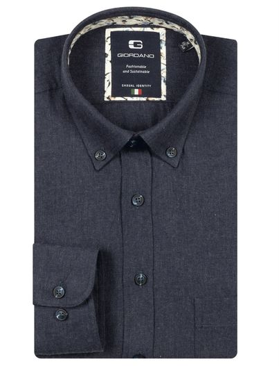 Giordano Giordano overhemd donkerblauw buttom down