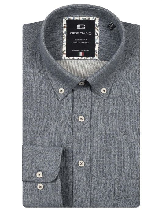 Giordano overhemd navy gemeleerd button down