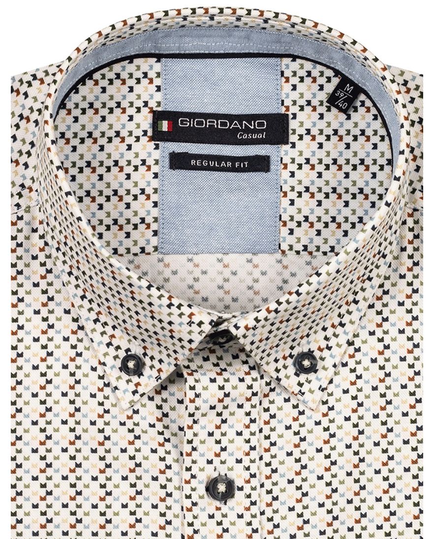Giordano overhemd creme patroon button down