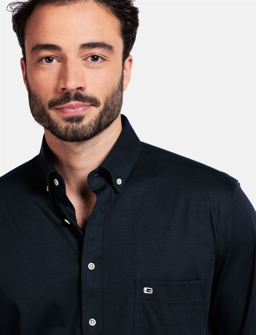 casual overhemd Giordano donkerblauw