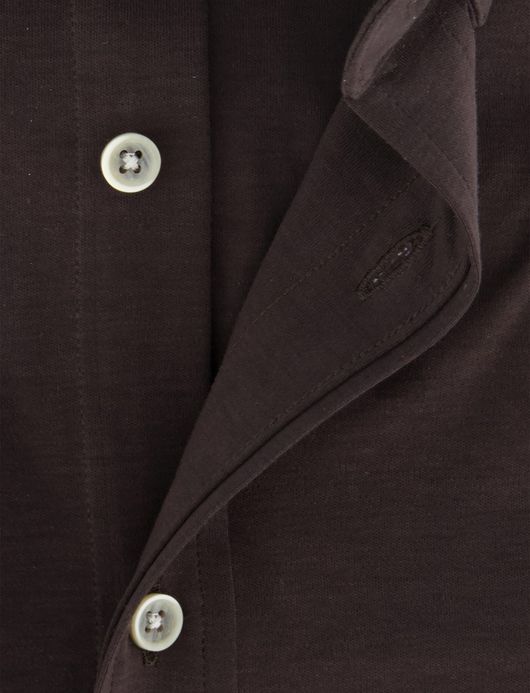 Giordano overhemd donkerbruin jersey effen