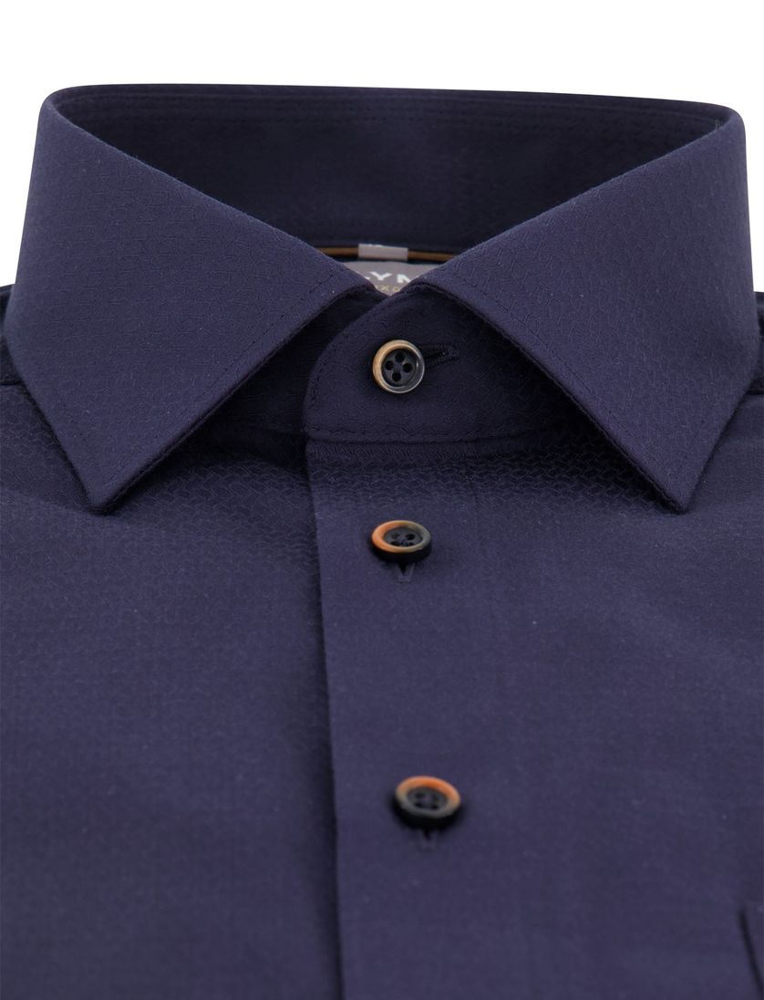 katoenen overhemd Olymp wijde fit donkerblauw