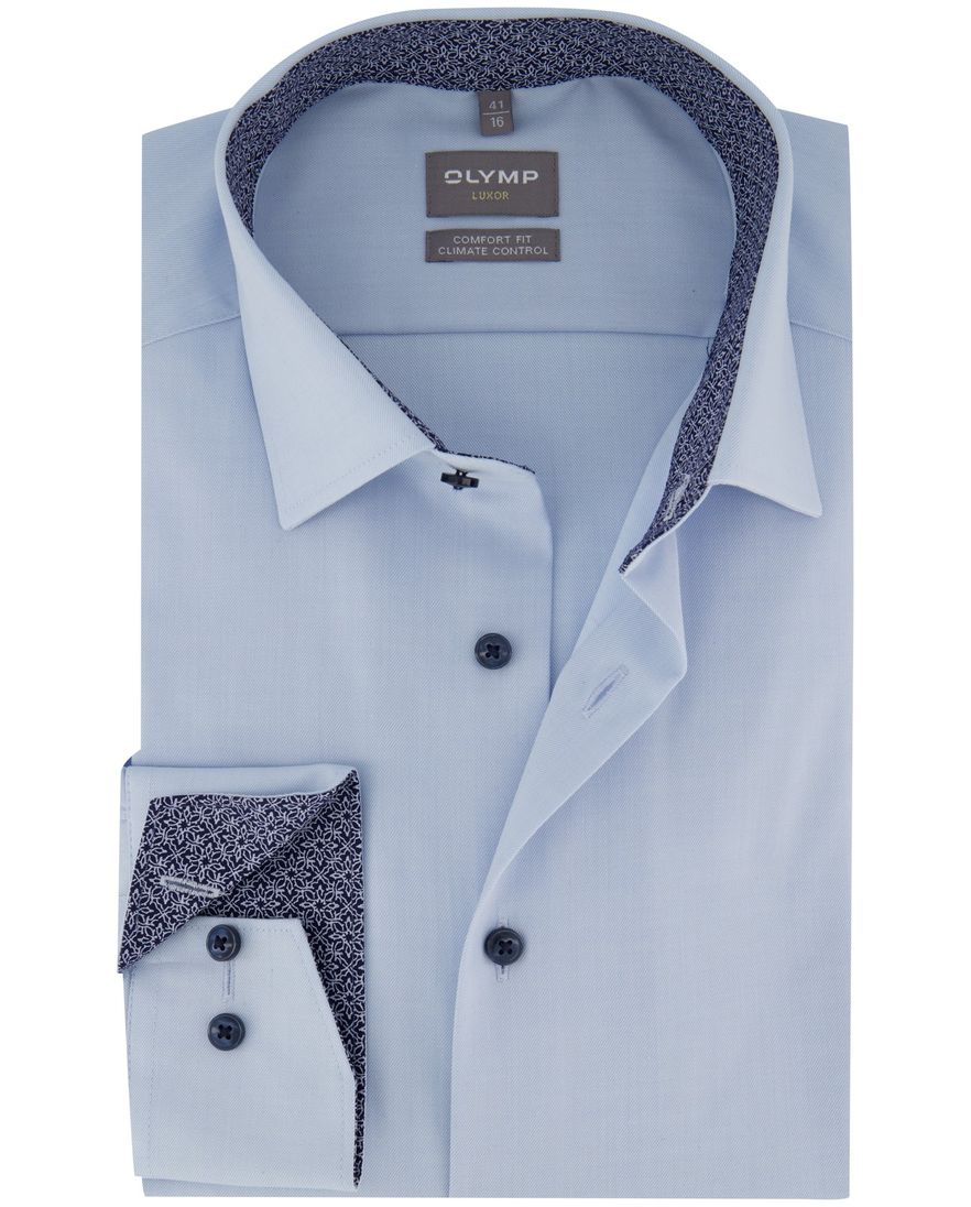 Olymp comfort fit overhemd lichtblauw katoen