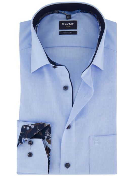 overhemd mouwlengte 7 blauw Olymp Luxor Modern Fit