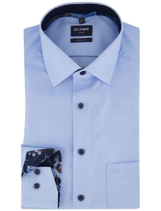overhemd mouwlengte 7 blauw Olymp Luxor Modern Fit