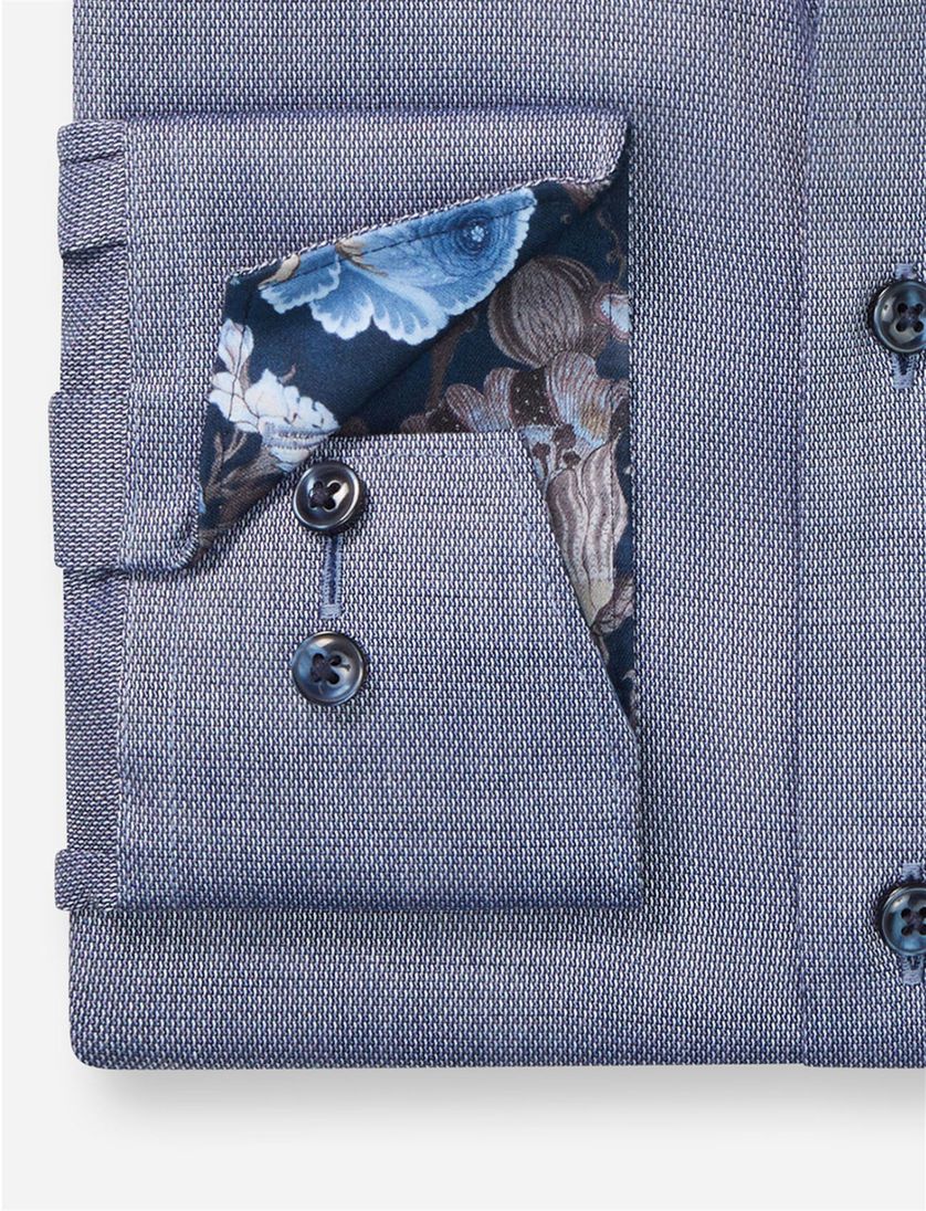 Olymp overhemd blauw geprint Luxor Modern Fit ml7